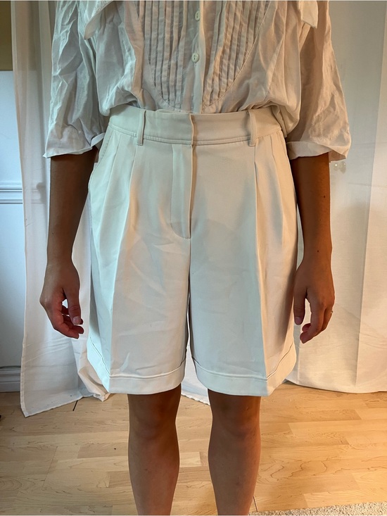 Tristan Pants - Tristan Cream Tailored Bermuda Shorts